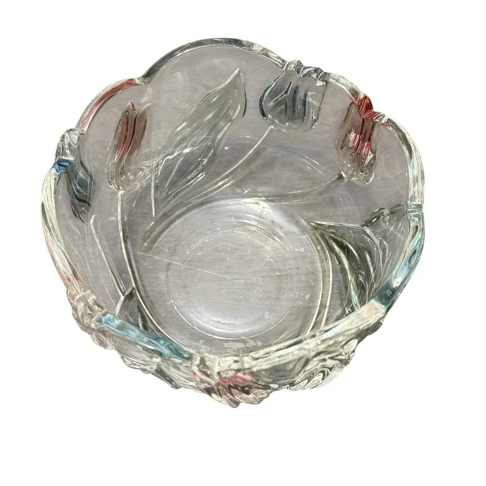 Mikasa Crystal Tivoli Tulips Frosted Crystal Glass Candy Side Bowl